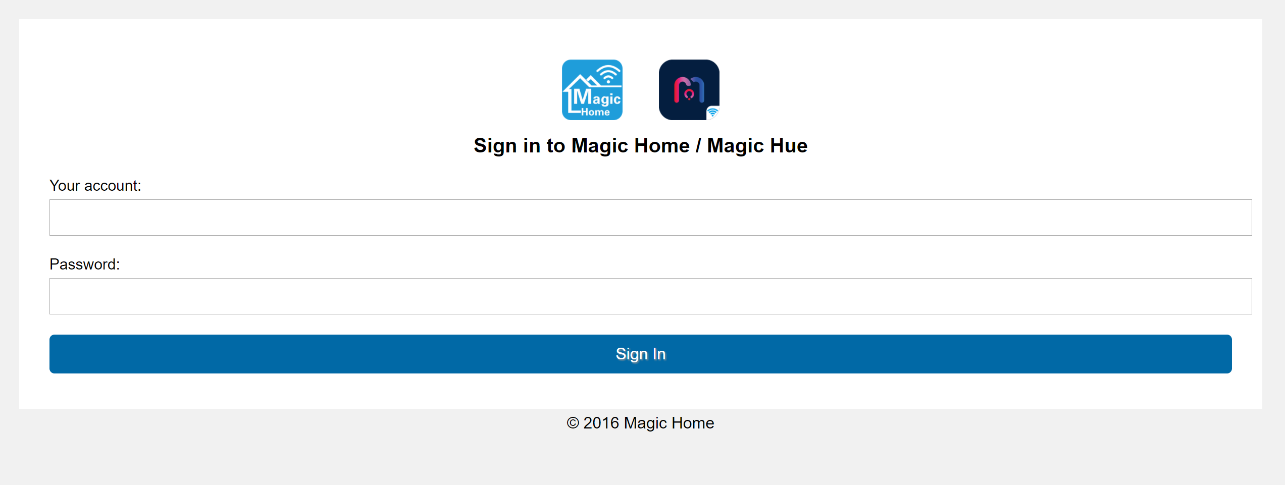 Login Magic Home / Magic Hue