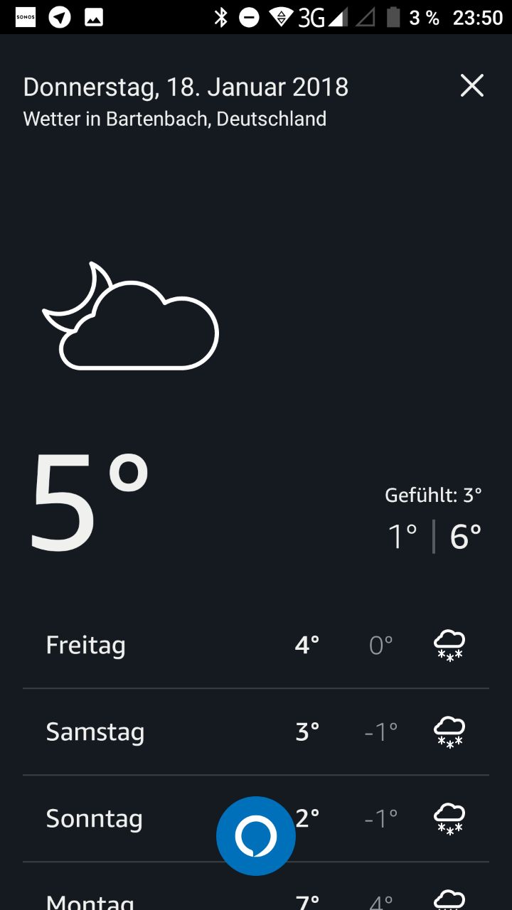 Alexa App Wetter per Sprache