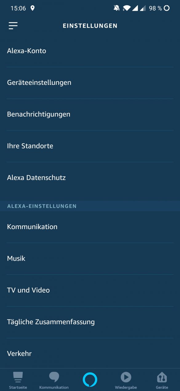Alexa App Einstellungen